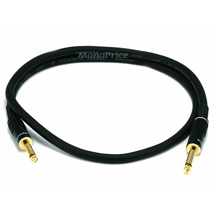 Monoprice 3ft Premier Series 1/4-inch (TS) Male to Male 16AWG Audio Cable (Gold Plated)