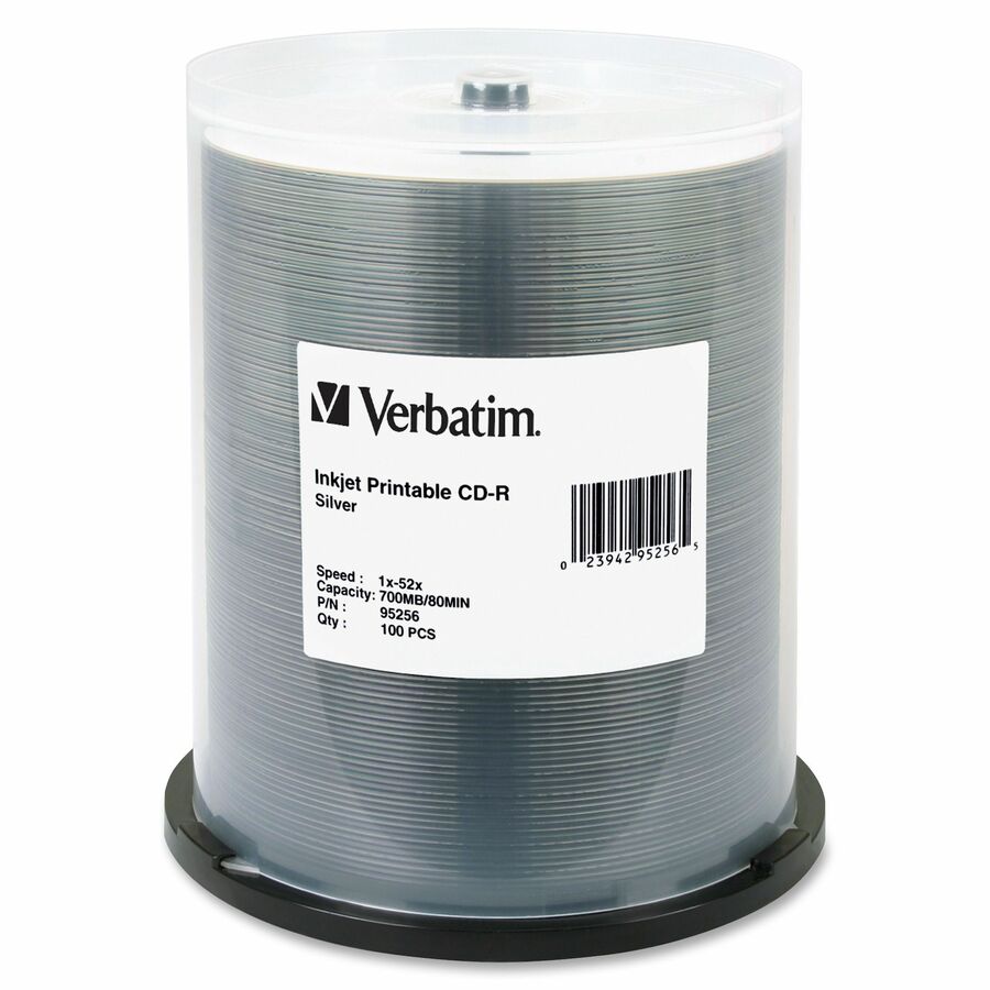 Verbatim CD-R 700MB 52X DataLifePlus Silver Inkjet Printable - 100pk Spindle