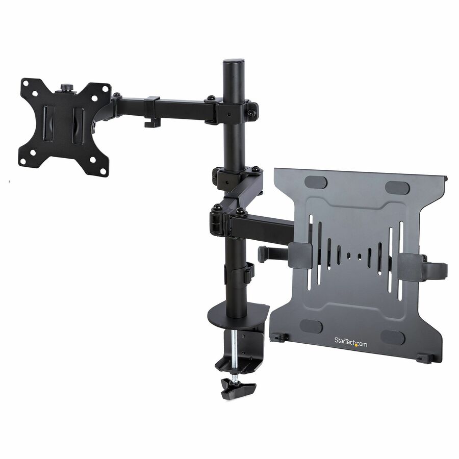 StarTech Monitor Arm with VESA Laptop Tray, For a Laptop & Single Display up to 32" (17.6lb/8kg), Adjustable Desk Laptop Arm Mount