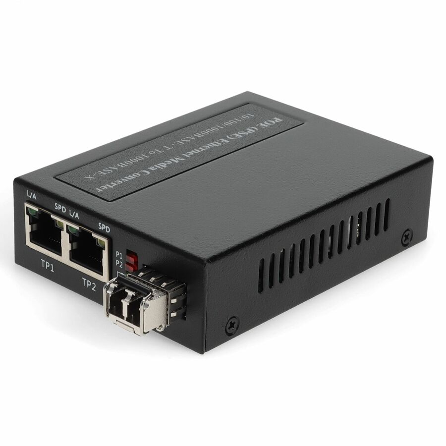AddOn 2x 10/100/1000Base-TX(RJ-45) to 1000Base-SX(LC) MMF 850nm 550m Media Converter with PoE+