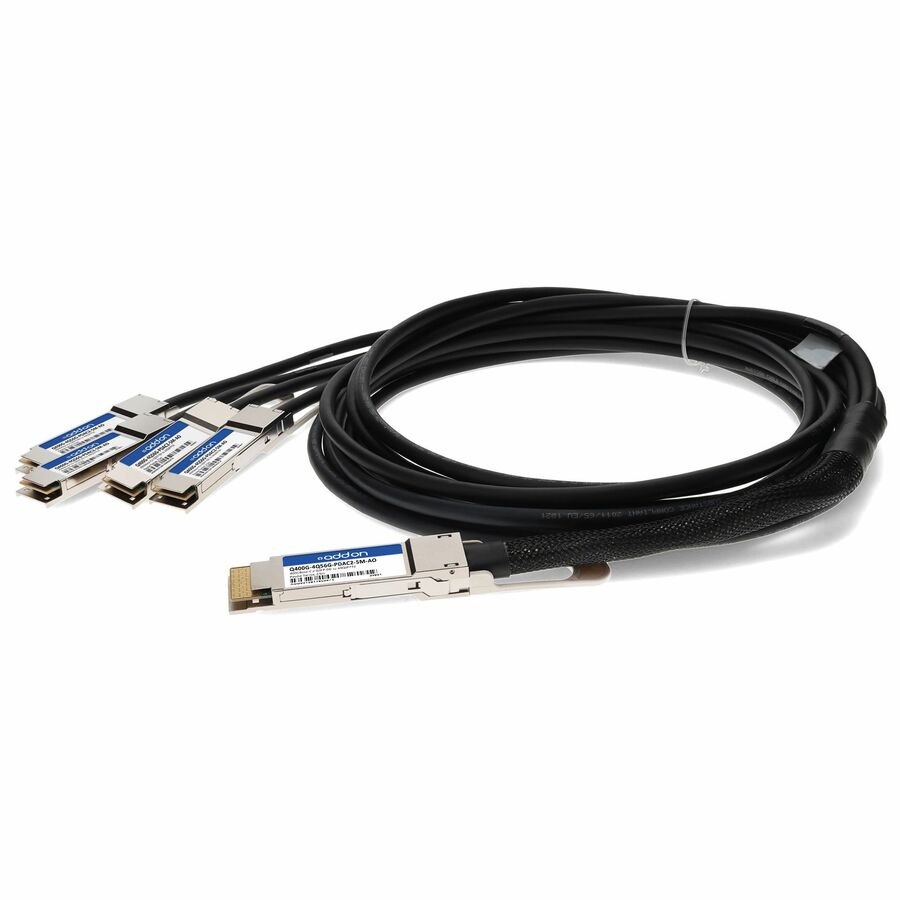 AddOn MSA and TAA Compliant 400GBase-CU QSFP-DD 400G to 4xQSFP56 100G PAM-4 Direct Attach Cable (Passive Twinax, 2.5m)