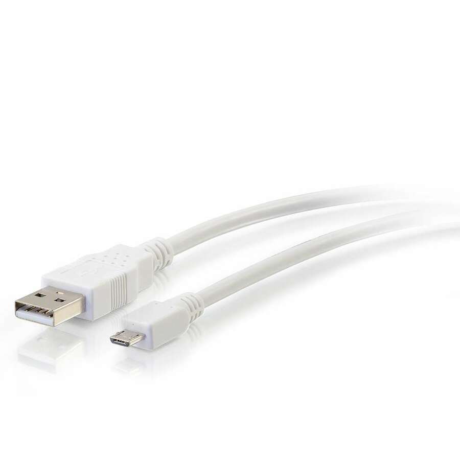 C2G 1ft USB 2.0 A to Micro-USB B Cable White - 1' USB Cable