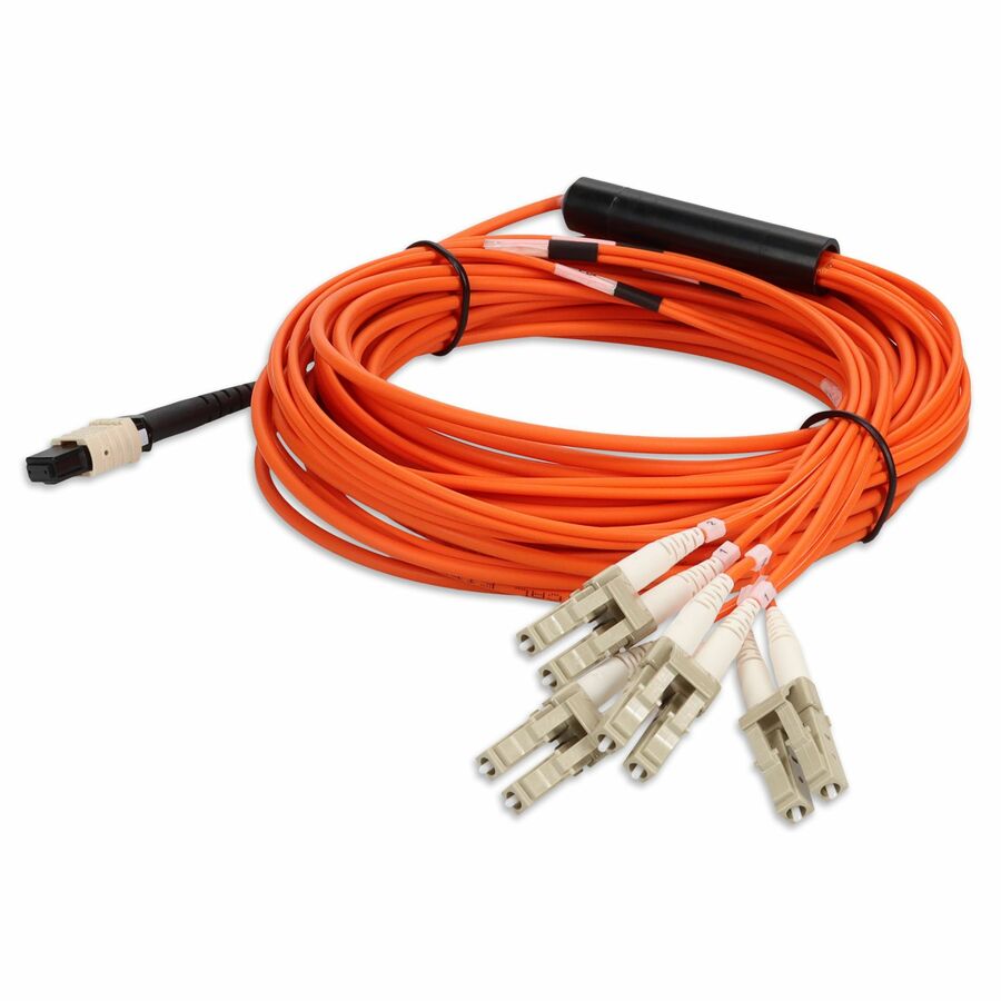 AddOn 9m MPO (Female) to 8xLC (Male) 8-Strand Orange OM1 Fiber Fanout Cable