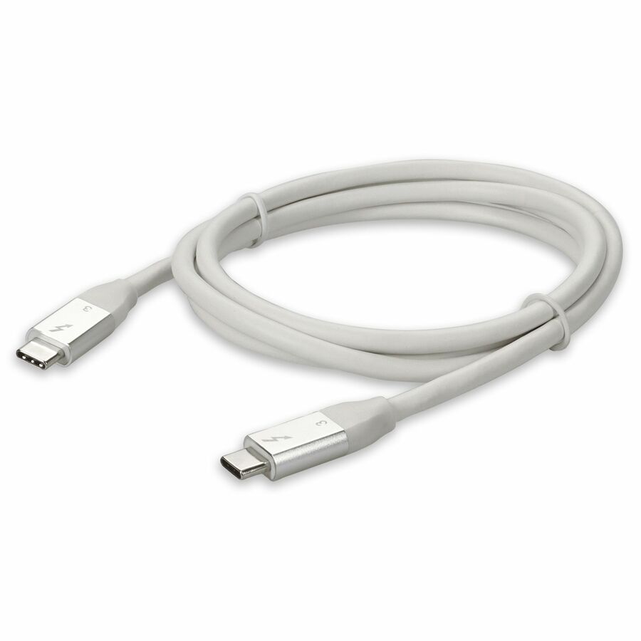 AddOn 3ft (1m) USB C 3.1 Male to Male Thunderbolt-compatible Sync and Charge White Cable - 3 ft Thunderbolt/USB-C Data Transfer Cable for MacBook, Notebook, PC, Smartphone, Tablet, External Hard Drive - First End: 1 x USB 3.1 Type C - Male - Second End: 1 x Thunderbolt - Male - White - 1.0