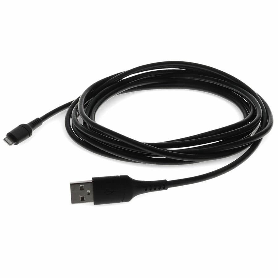 AddOn 2.0m (6.6ft) USB A 2.0 Male to Lightning Male Sync and Charge Black Cable