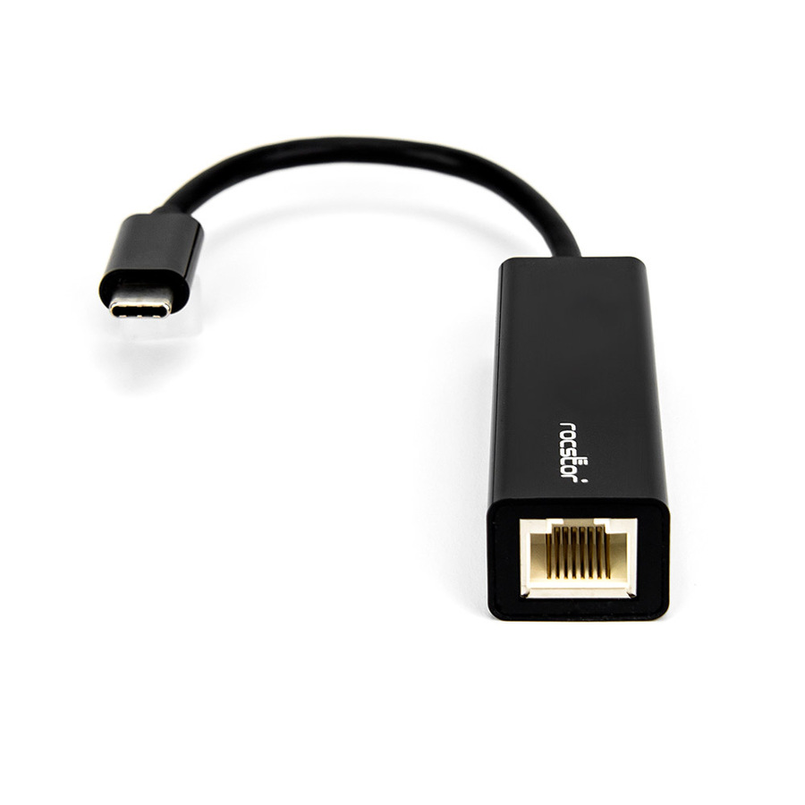 Rocstor Premium USB-C to Gigabit Network Adapter - USB Type-C to Gigabit Ethernet 10/100/1000 Adapter - Supports PXE Boot, Wake-On-Lan - Compatible with Mac & PC - Plug & Play (No Drivers Needed) - Black - USB 3.1 - 1 Port(s) - 1 - Twisted Pair WITH NATIVE DRIVER SUPPORT