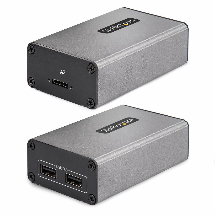 StarTech.com 2-Port USB 3.0 Extender over OM3 Multimode Fiber, LC/LC, 2x 5Gbps USB-A Hub, 350m (1150ft), Durable USB Fiber Optic Extender - 1150ft (350m) USB 3.0 extender over OM3 multimode LC to LC optical fiber with 2x 5Gbps USB Hub. Not affected by EMI. Aluminium construction. For USB cameras/POS devices/printers/scanners/plotters/keyboard/mouse/storage. Point-to-point USB over Fiber