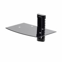 StarTech.com Floating Wall-Mounted AV Shelf, Adjustable Height Shelf For Under TV A/V Equipment, Black Tempered Glass Shelf