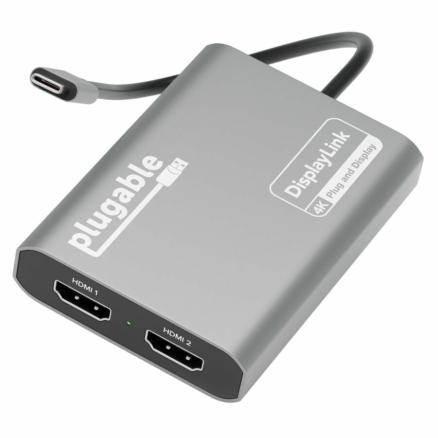 Plugable USB C to HDMI Adapter, Dual Monitor 4K 60Hz for Apple Mac M1/M2/M3 - DisplayLink Multiple Displays for Thunderbolt Macbook or iMac, Driver Required (USBC-6950M)