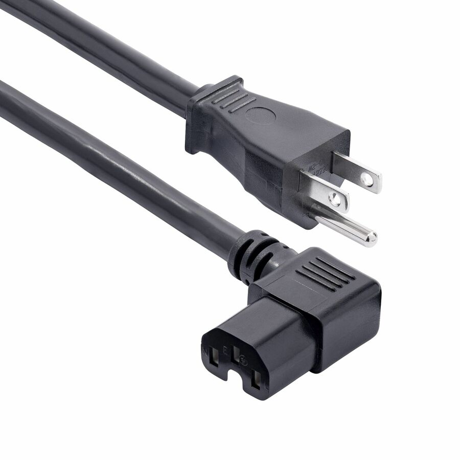 StarTech 8ft (2.4m) Heavy Duty Power Cord, NEMA 5-15P to Right Angle C15, 15A 125V, 14AWG, AC Power Cable, UL Listed, TAA
