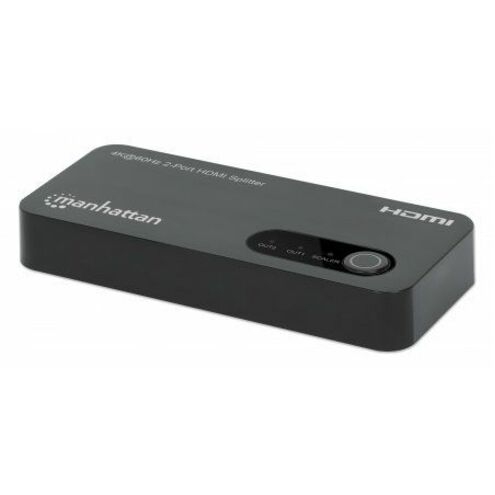 4K@60Hz 2-Port HDMI Splitter Splits One HDMI Input to Two HDMI Outputs (1x2), 18G, Micro-USB input for power, EDID Switch for Downscaling to 1080p, Black, 3 year warranty