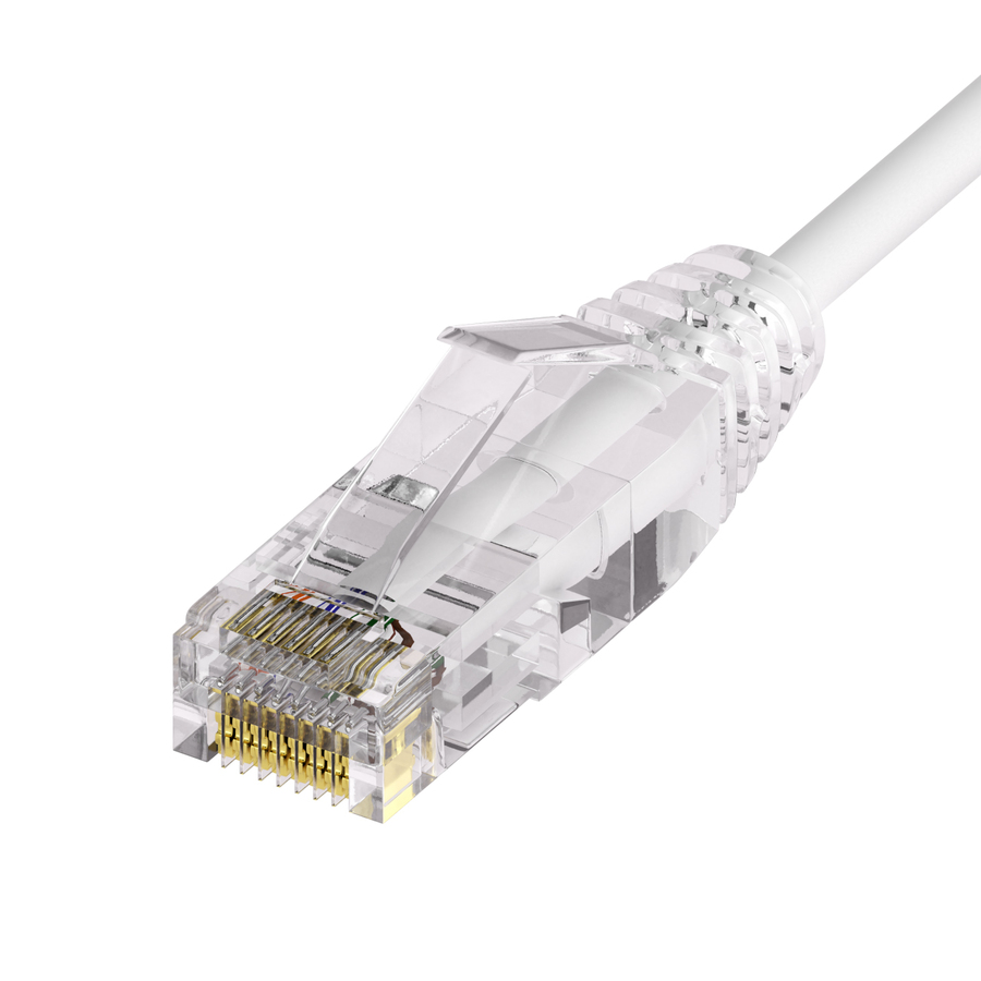 Unirise Clearfit Slim™ Cat6A 28AWG Patch Cable, Snagless, White, 6ft