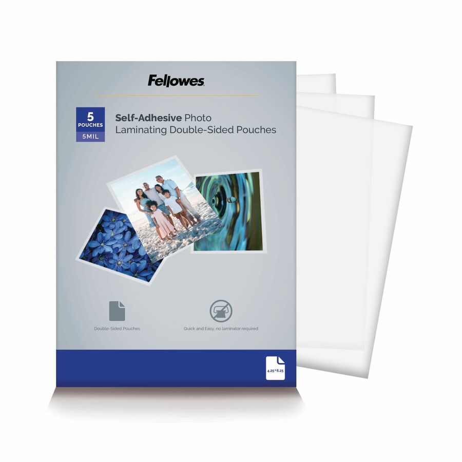 Fellowes Self-Adhesive Pouches - Photo, 5mil, 5 pack