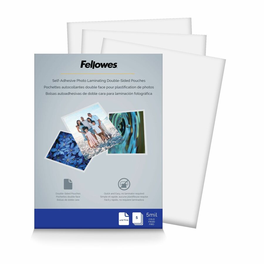 Fellowes Self-Adhesive Pouches - Photo, 5mil, 5 pack