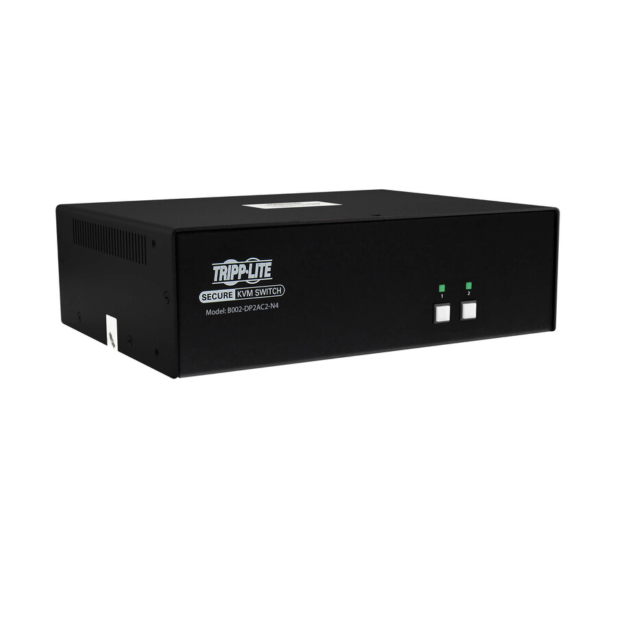 Tripp Lite by Eaton Secure KVM Switch, 2-Port, Dual Head, DisplayPort to DisplayPort, 4K, NIAP PP4.0, Audio, CAC, TAA - 2 Computer(s) - 1 Local User(s) - 3840 x 2160 - 50 Hz, 60 Hz - 7 x USB - Yes - 6 x DisplayPort - TAA Compliant