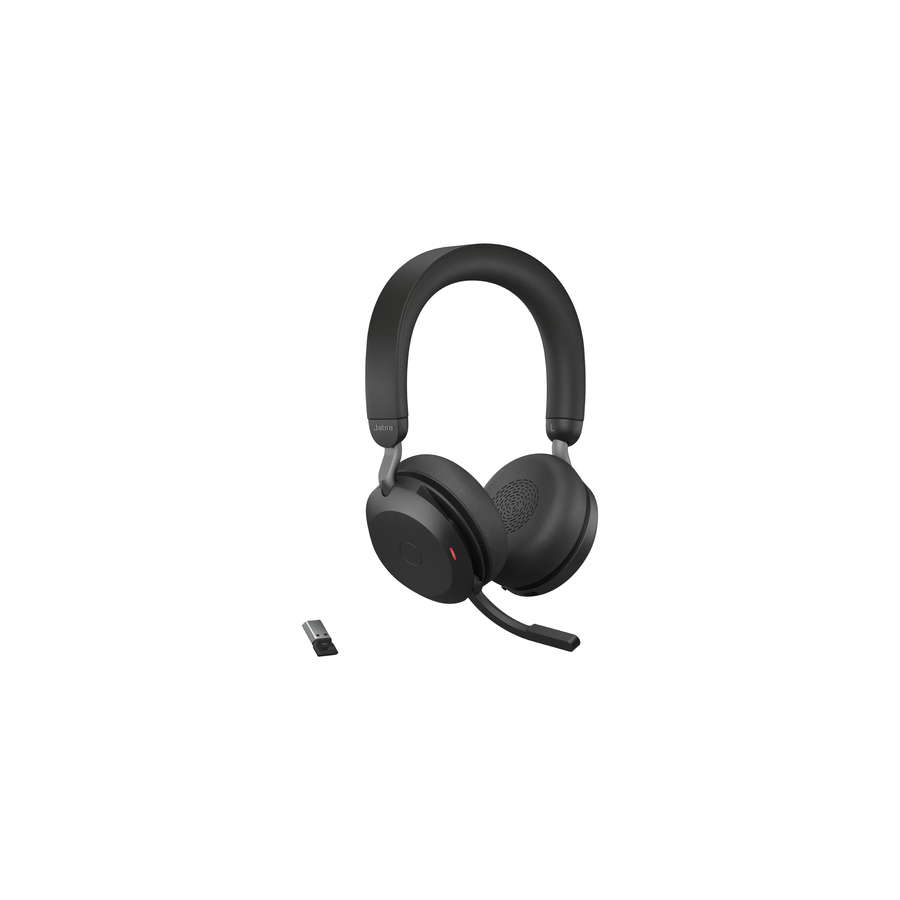 Jabra Evolve2 75 Wireless On-ear Stereo Headset - USB-A - Unified Communication - Black - Binaural - Ear-cup - 3000 cm - Bluetooth - 20 Hz to 20 kHz - MEMS Technology Microphone - Noise Cancelling