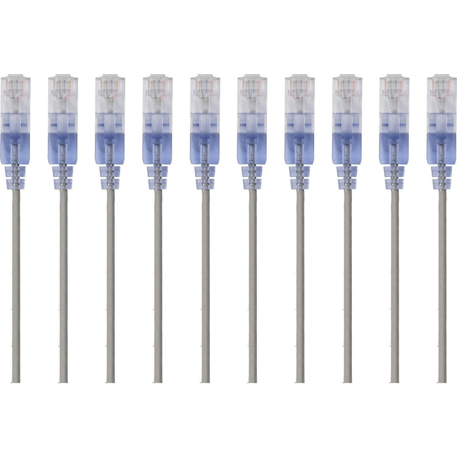 Monoprice 10-Pack, SlimRun Cat6A Ethernet Network Patch Cable, 3ft Gray