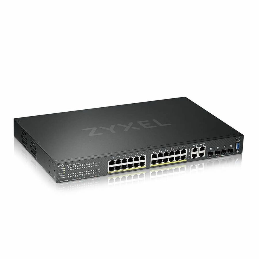 ZYXEL GS2220-28HP 24-Port Gigabit L2+ Managed and Nebula Pro Cloud Managed Switch | 24 PoE+ Ports at 375W with 4 SFP Uplinks