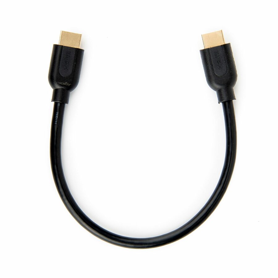Rocstor Premium 1ft High Speed HDMI (M/M) Cable with Ethernet - Cable Length: 1ft - HDMI for Audio/Video Device - 1.28 GB/s - 1 ft - 1 x HDMI Male Digital Audio/Video - 1 x HDMI Male Digital Audio/Video - Gold Plated Connector - Black ETHERNET CABLE BLACK