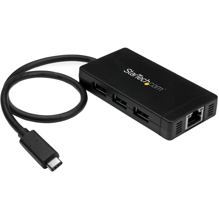 StarTech USB-C to Ethernet Adapter - Gigabit - 3 Port USB C to USB Hub and Power Adapter - Thunderbolt 3 Compatible, TAA
