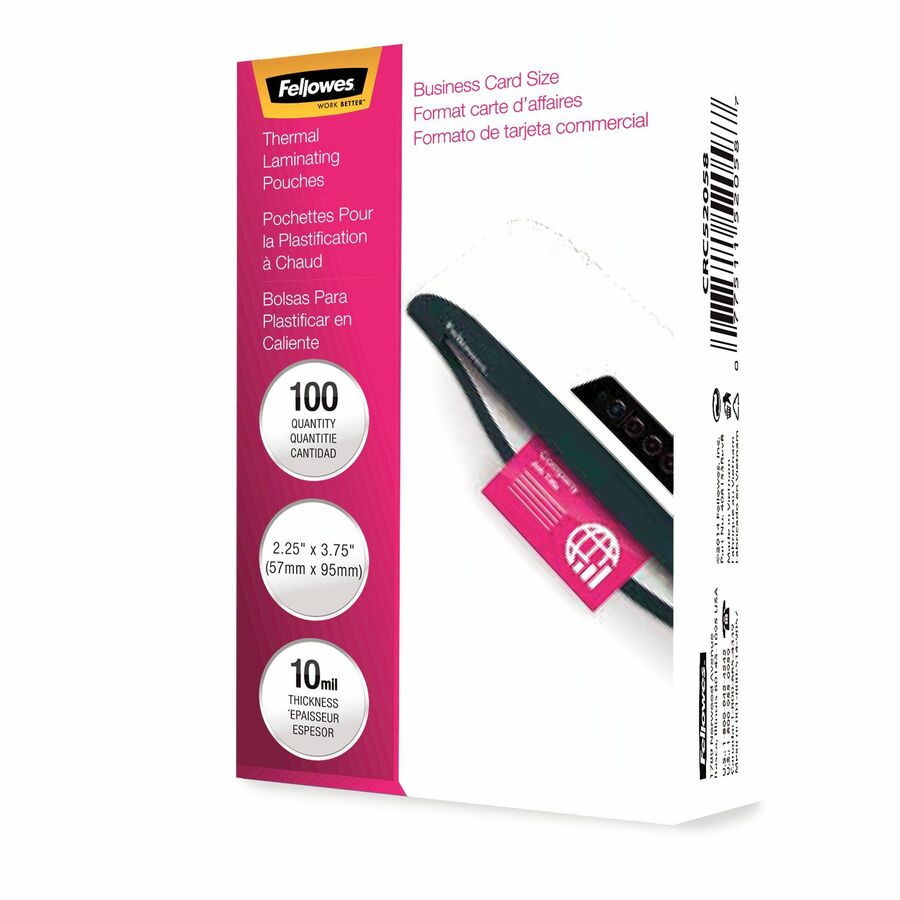 Fellowes Glossy Pouches - Business Card, 10 mil, 100 pack