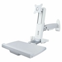 StarTech Wall Mount Workstation, Full Motion Sit Stand Desk w/ Height Adjustable VESA Monitor Arm 27"/17.6lb, TAA