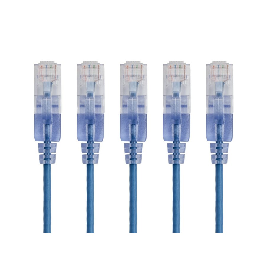 Monoprice 5-Pack, SlimRun Cat6A Ethernet Network Patch Cable, 1ft Blue