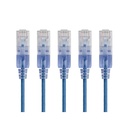 Monoprice 5-Pack, SlimRun Cat6A Ethernet Network Patch Cable, 1ft Blue