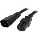 StarTech 6ft (1.8m) Heavy Duty Extension Cord, IEC C14 to IEC C15 Black Extension Cord, 15A 250V, 14AWG, Heavy Gauge Power Cable