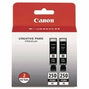 Canon 250PGBK Original High Yield Inkjet Ink Cartridge - Twin-pack - Pigment Black - 2 / Pack