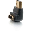 C2G HDMI to HDMI Adapter - 90° Down - Male to Female - 1 x Type A Male Digital Audio/Video - 1 x Type A Female Digital Audio/Video - Gold Connector - Black