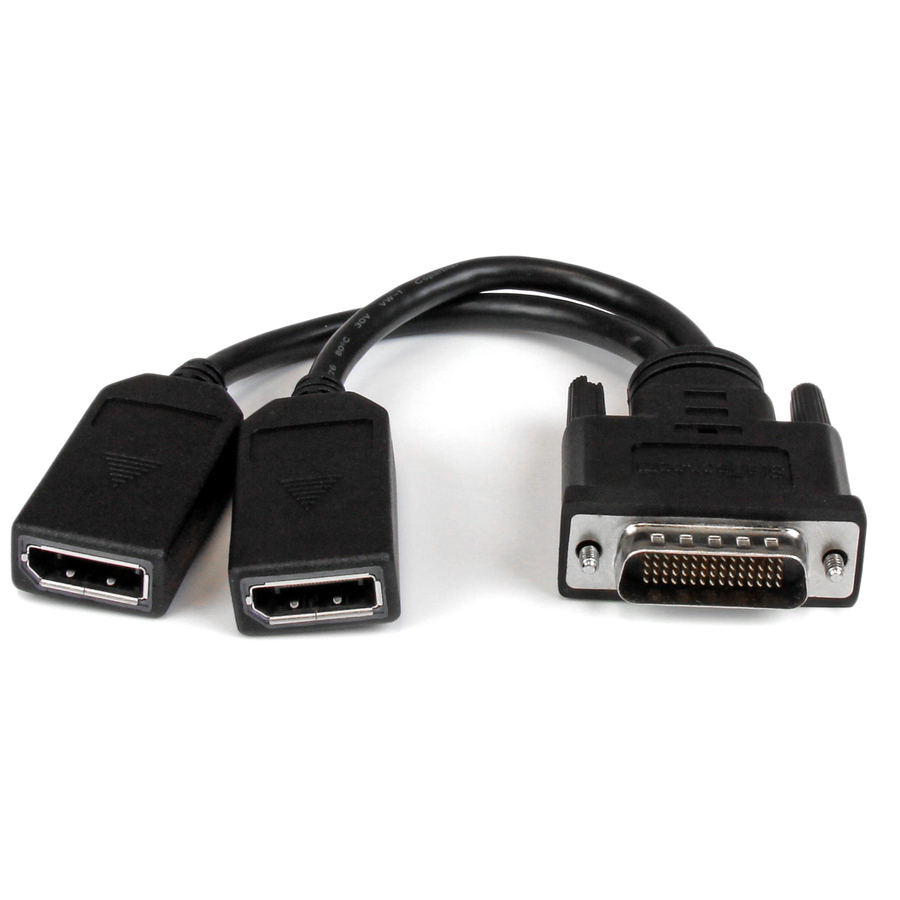 StarTech 8" DMS-59 to Dual DisplayPort Adapter Cable, 4K x 2K, DMS 59 pin (M) to 2x DP 1.2 (F) Splitter Y Cable, LFH to 2x DP Monitors