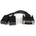 StarTech.com 8" DMS-59 to Dual DisplayPort Adapter Cable, 4K x 2K, DMS 59 pin (M) to 2x DP 1.2 (F) Splitter Y Cable, LFH to 2x DP Monitors - 7.8in DMS-59 to Dual DisplayPort adapter; 4K x 2K (3840x2160p 60Hz)/21.6Gbps/HBR2 - Y-cable to split the video signal from DMS/LFH 59/LFH 60 graphics card to 2x DP monitors/displays - DMS 59 to DP cable works w/ ATI Radeon X1300/NVIDIA Quadro NVS 440