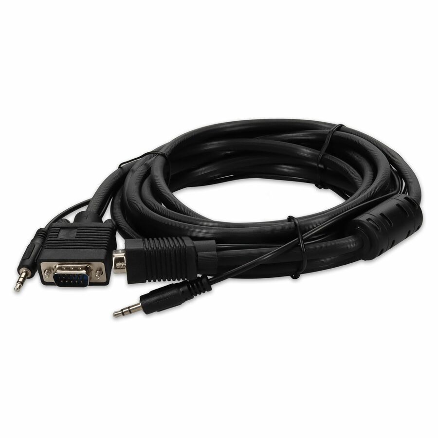 15ft VGA Male to VGA Male Black Cable Which Includes 3.5mm Audio Port For Resolution Up to 1920x1200 (WUXGA)