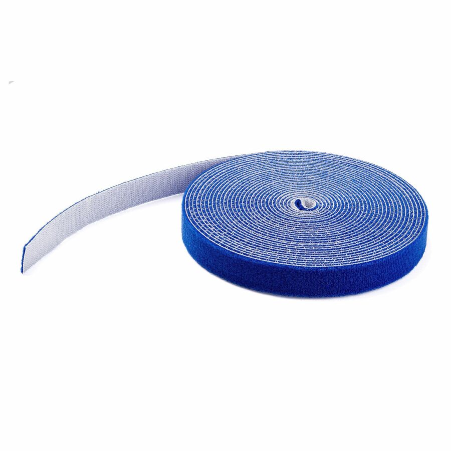 StarTech 50ft (15.2m) Hook and Loop Roll, Blue, Cut-to-Size Reusable Cable Ties, Bulk Wire Fastener Tape, Cable Management Straps