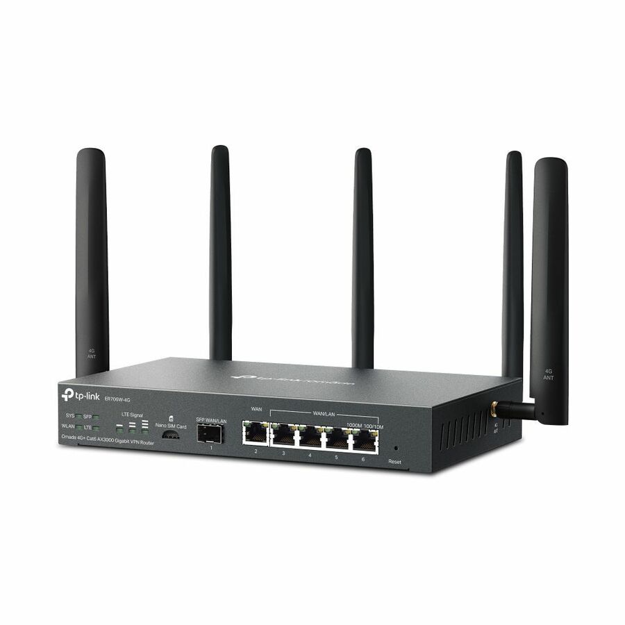 TP-Link Omada ER706W-4G Wi-Fi 6 IEEE 802.11ax 1 SIM Cable, Ethernet Modem/Wireless Router