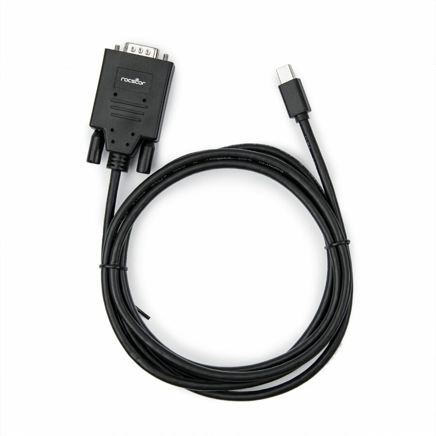 Rocstor Premium 6 ft Mini DisplayPort to VGA Adapter Cable - mDP to VGA cable supports 1920x1200 1080p Resolution - Mini DisplayPort to VGA cable for Projector, Monitor, PC, Desktop Computer, Notebook, Ultrabook, Video Device, TV - 6 ft (2m) - 1 Pack - 1 x Mini DisplayPort Male - 1 x HD-15 Male VGA - Black