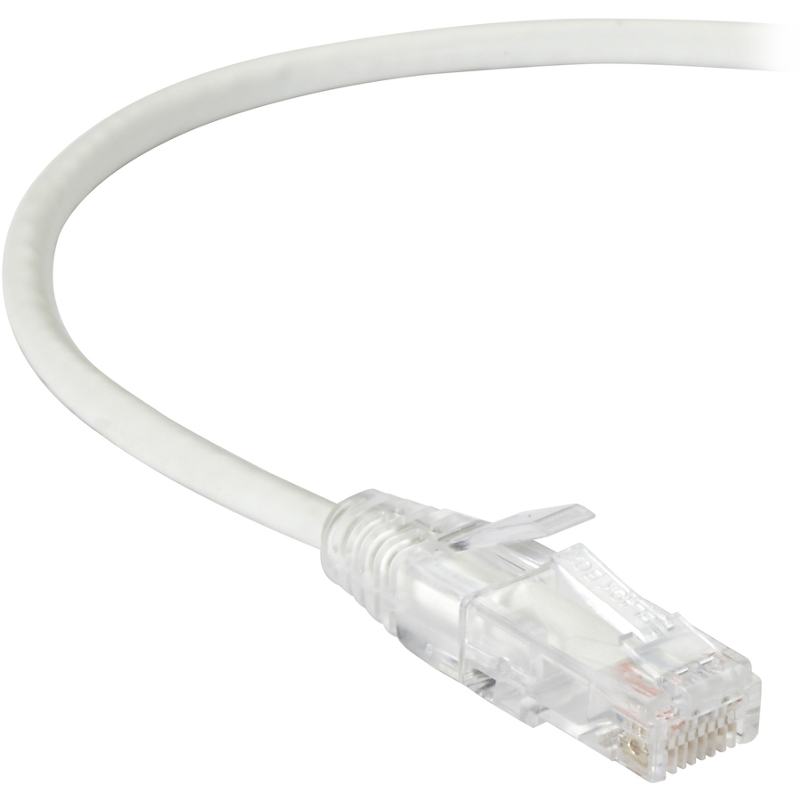 Black Box Slim-Net Cat.6a UTP Patch Network Cable - 20 ft Category 6a Network Cable for Patch Panel, Wallplate, Network Device - First End: 1 x RJ-45 Network - Male - Second End: 1 x RJ-45 Network - Male - 10 Gbit/s - Patch Cable - Gold Plated Contact - CM - 28 AWG - White