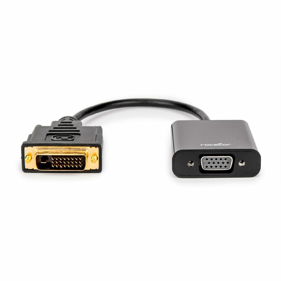 Rocstor Premium DVI-D to VGA Active Adapter - Resolutions up to 1920x1200 - DVI/VGA for Monitor, Projector, Video Device, Notebook, Desktop Computer, 6 Inch - 1 Pack - 1 x DVI-D - 1 x HD-15 Female VGA, - Black - DVI-D TO VGA CONVERTER ADAPTER 1920X1200