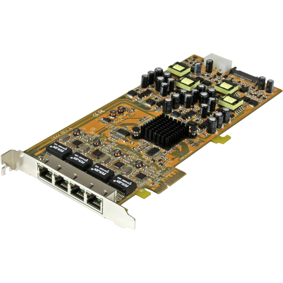 StarTech 4 Port Gigabit Power over Ethernet PCIe Network Card, PSE / PoE PCI Express NIC, TAA