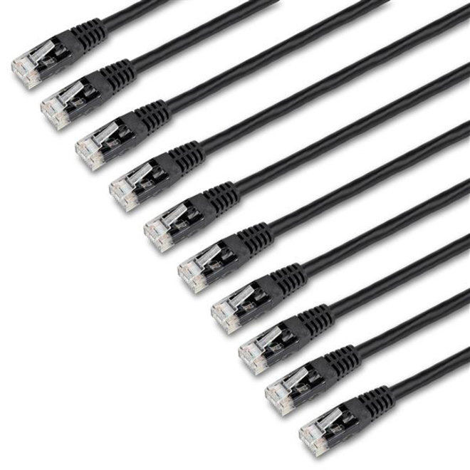 StarTech 6 ft. CAT6 Ethernet cable - 10 Pack - ETL Verified - Black CAT6 Patch Cord - Molded RJ45 Connectors - 24 AWG - UTP