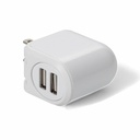 AddOn Wall Plug to 2x USB 2.0 (A) 5V at 2.4A Single port or 5V at 1A Dual port 12W total for US White