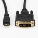Rocstor Premium 3ft Mini HDMI to DVI-D Cable - M/M - DVI/HDMI for Audio/Video Device, Projector, Notebook, Tablet PC, Camera - 3ft - 1 Pack - 1 x HDMI (Mini Type C) Male Digital Audio/Video - 1 x DVI-D Male Digital Video - Gold Plated Connector - Gold Plated Contact - Shielding - Black - 1920X1200