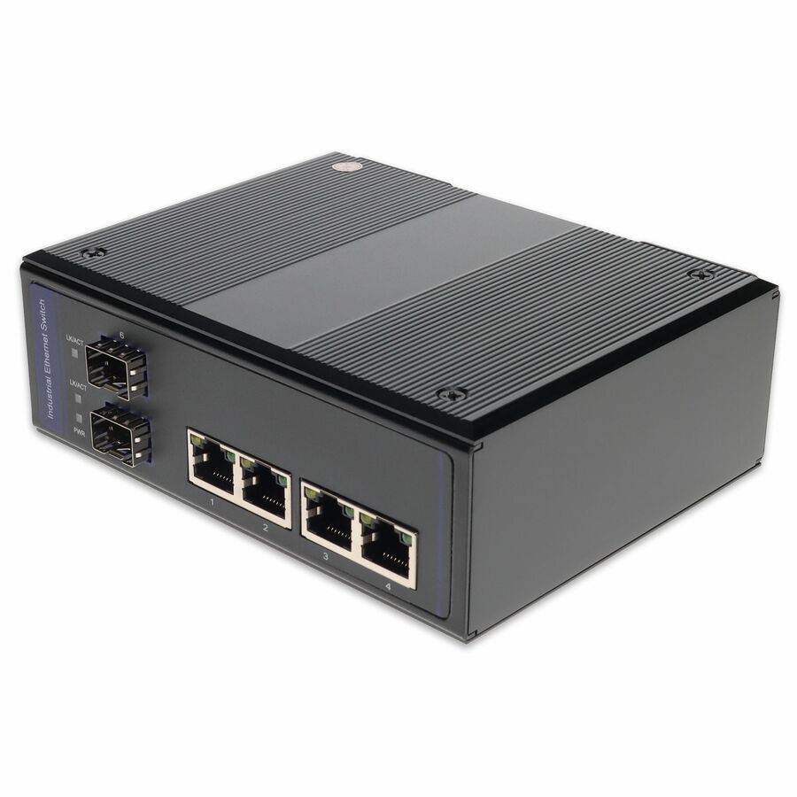 AddOn 4 10/100Base-TX(RJ-45) to 2 Open SFP port Industrial Media Converter Switch