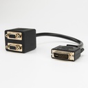Rocstor Premium 1 ft DVI-I Analog to 2 x VGA Video Splitter Cable - M/F - DVI-I (Single-Link) Male Video - HD-15 Female VGA - 1ft - Black - DVI Cable to 2 x VGA Y Cable M/F