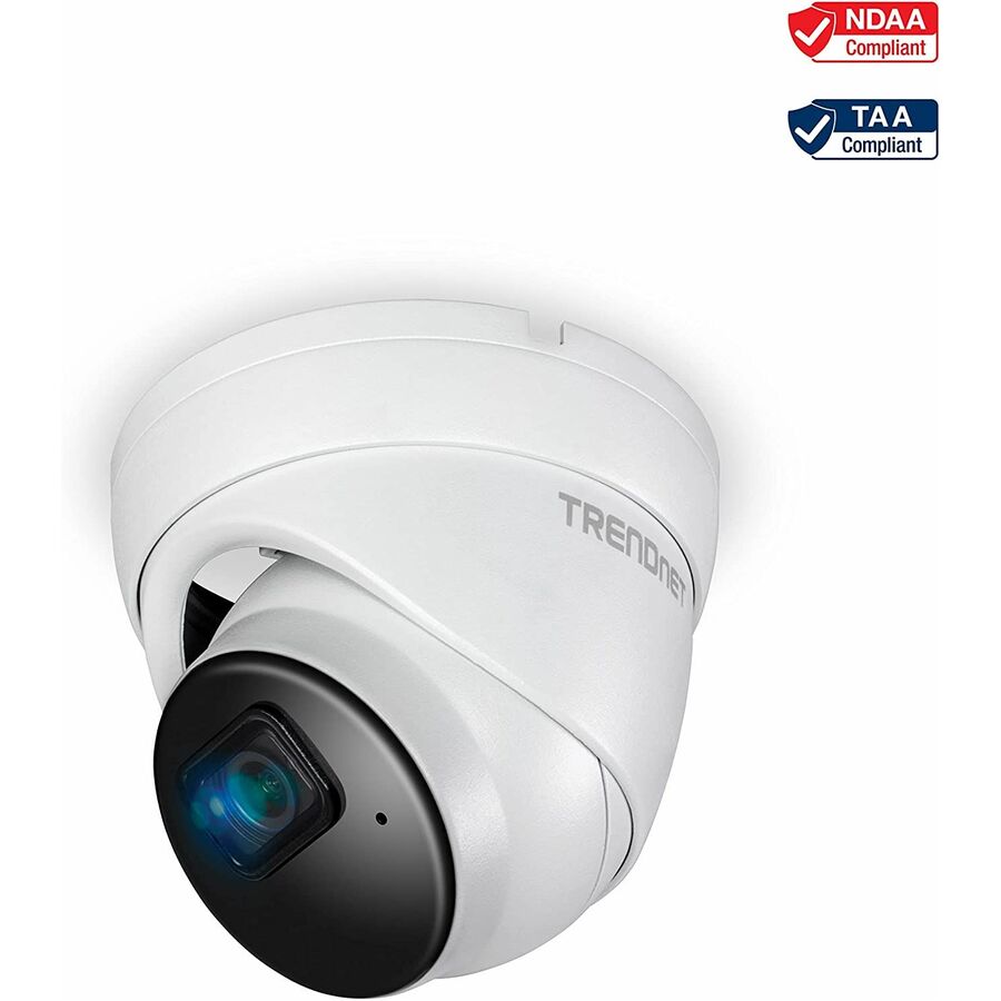 TRENDnet Indoor Outdoor 5MP H.265 PoE IR Fixed Turret Network Camera, IP66 Rated Housing, IR Night Vision up to 30m (98 ft.), Security Surveillance Camera, microSD Card Slot, White, TV-IP1515PI - 98.43 ft Infrared Night Vision - H.265, H.264 - 2608 x 1960 - 3.60 mm Fixed Lens - CMOS - IP66