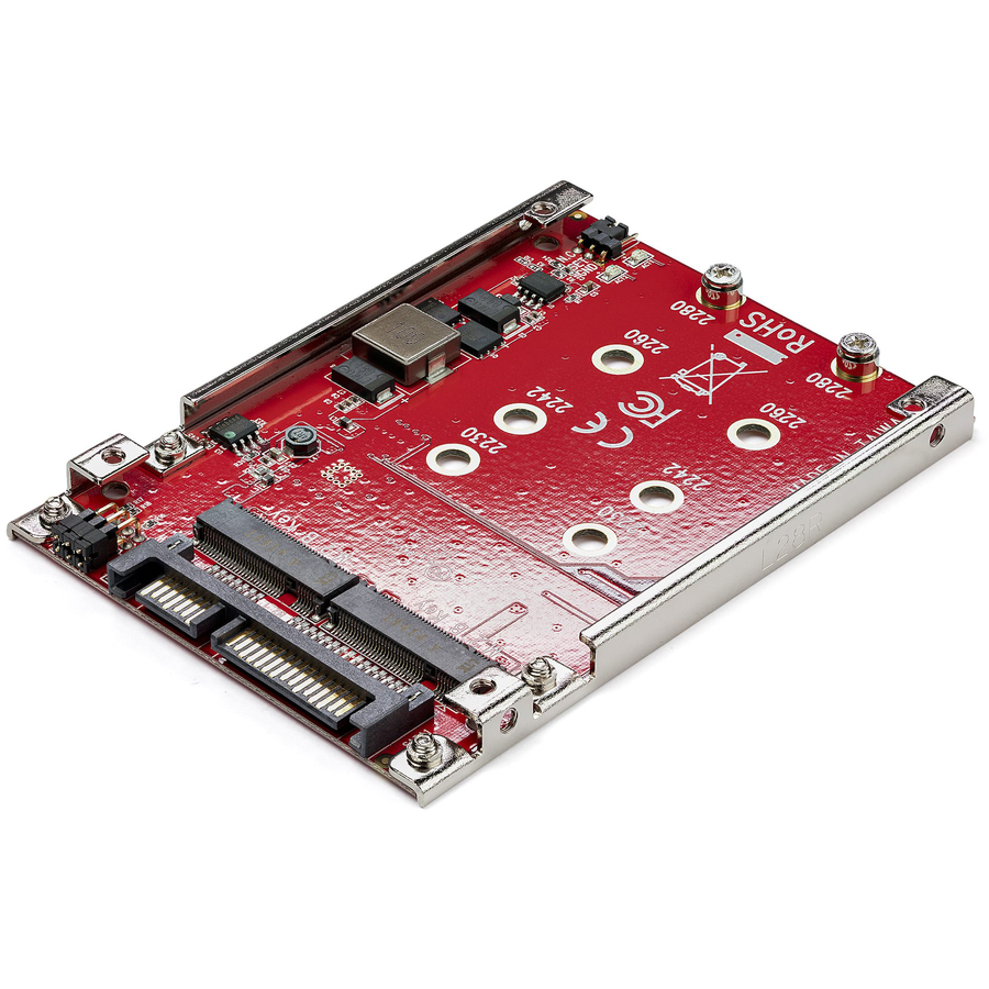 StarTech.com Dual-Slot M.2 to SATA Adapter - M.2 SATA Adapter for 2.5" Drive Bay - M.2 Adapter - M.2 SSD Adapter - M.2 NGFF SSD Adapter - RAID - Create high-performance storage with RAID by installing two M.2 SATA SSDs into a 2.5" SATA interface - M.2 Drive to SATA Adapter - Supports B key M.2 SATA SSDs - RAID 0, 1, spanning, JBOD - M.2 Adapter / M.2 SSD Adapter