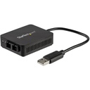 StarTech USB to Fiber Optic Converter - 100Mbps - USB 2.0 Network Adapter - 100Base-FX SC Duplex Multimode Fiber/MMF - 2Km - Compact