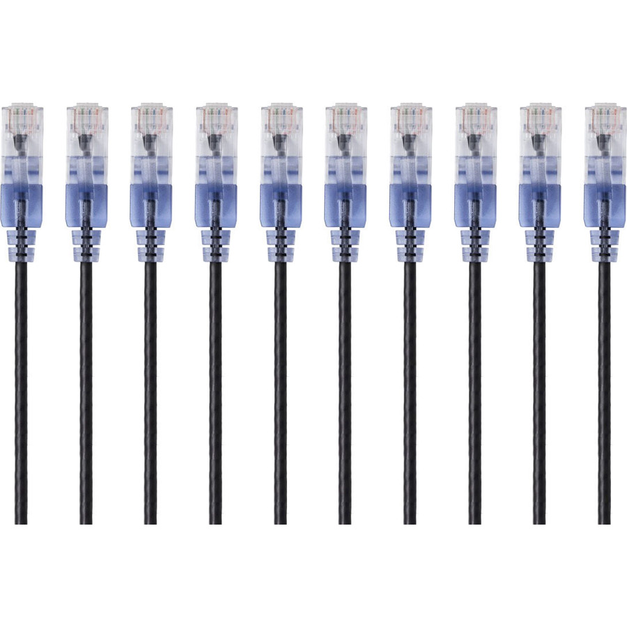 Monoprice 10-Pack, SlimRun Cat6A Ethernet Network Patch Cable, 14ft Black