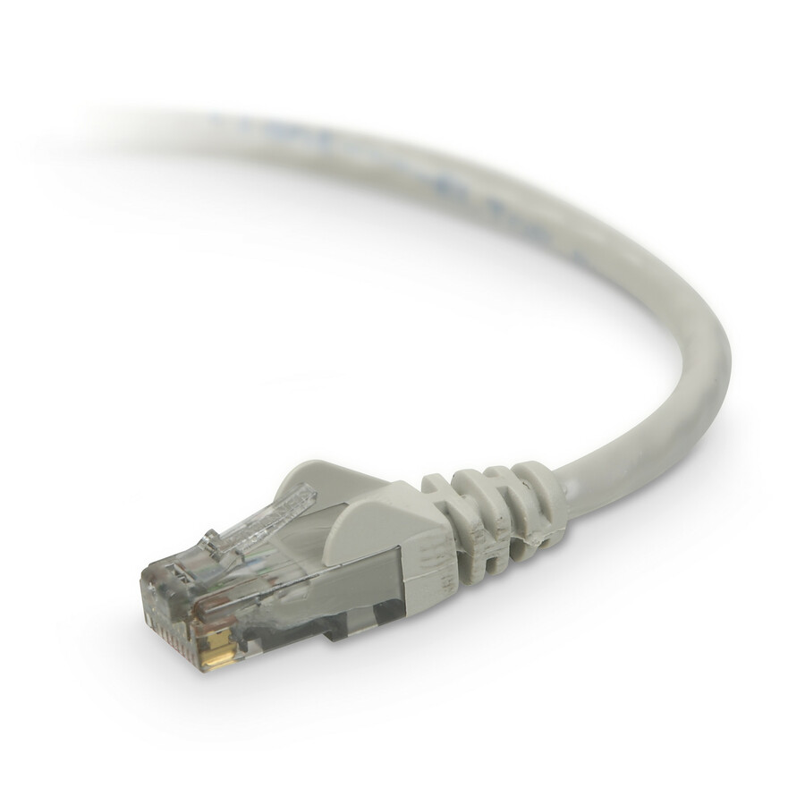 Belkin CAT6 Ethernet Patch Cable, RJ45, M/M - 20 ft Category 6 Network Cable for Network Device - First End: 1 x RJ-45 Network - Male - Second End: 1 x RJ-45 Network - Male - Patch Cable - Gold Plated Connector - Gold Plated Contact - Gray - 1 Each